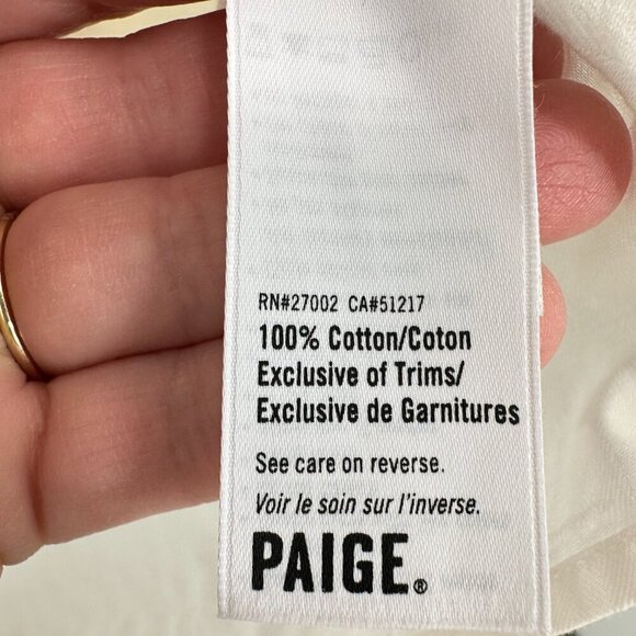 Paige Size XS White Tailynn V Neck Peasant Blouse Boho Cotton Tassle - Picture 6 of 9